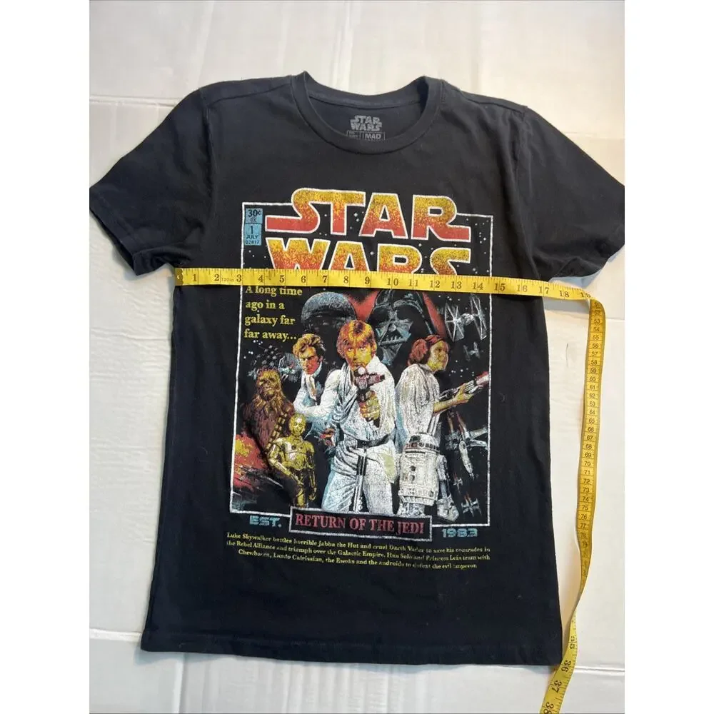 Star Wars Return Of The Jedi Distressed Graphic T Black Vintage Style Retro M - Picture 3 of 6